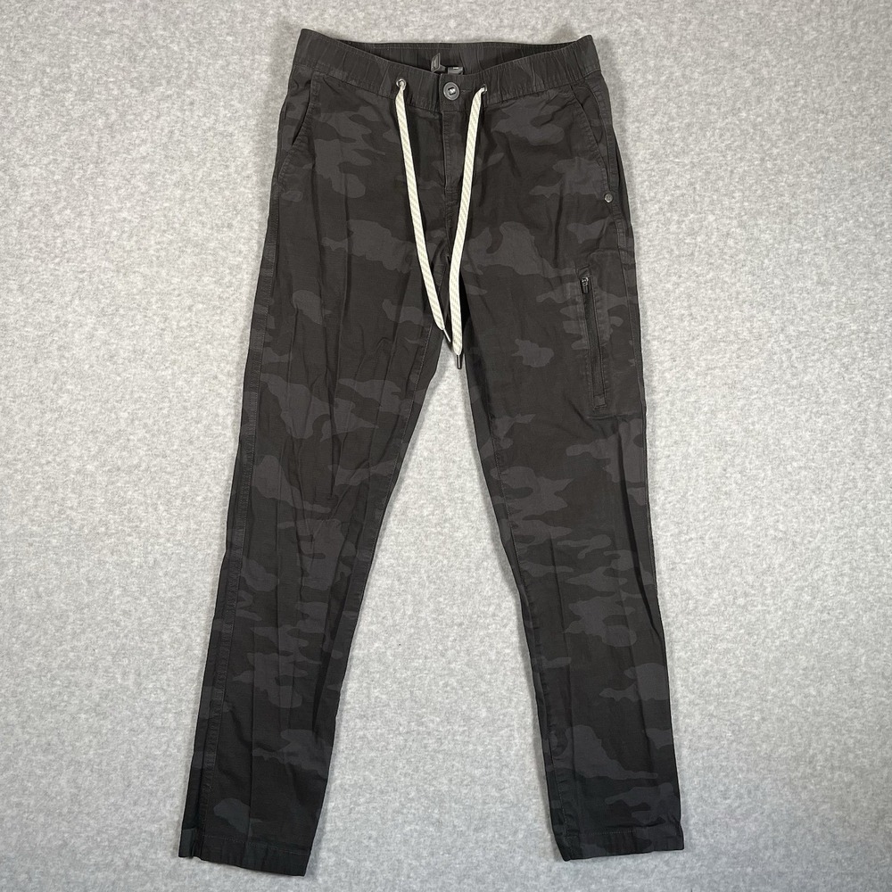 Vuori Pants Mens XS Gray Camo Elastic Waist Drawstring Ripstop Zip Pocket